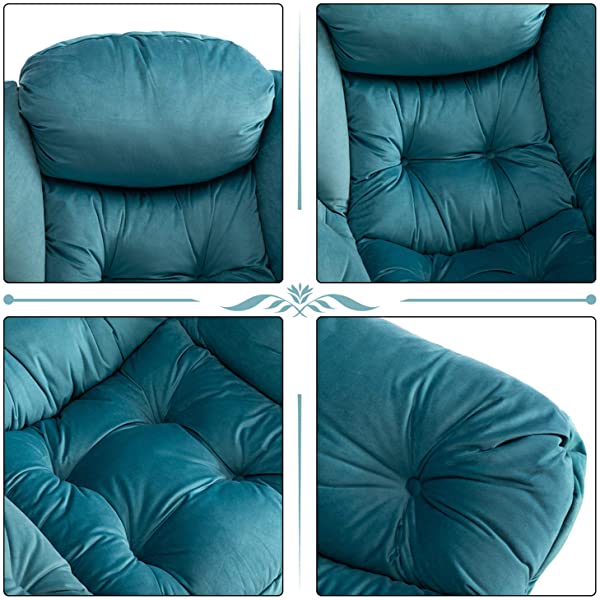 AbocoFur Modern Large Cotton Fabric Lazy Chair，Accent Contemporary Lounge Chair, Single Steel Frame Leisure Sofa Chair with Armrests and A Side Pocket, Beige