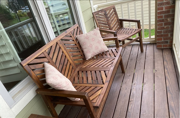 6 PERSON OUTDOOR WOODEN V-SHAPED PATIO FURNITURE DINING TABLE SET EXTENDABLE TABLE AND CHAIRS ALL WEATHER CONVERSATION GARDEN POOL SIDE BALCONY, 7 PIECES