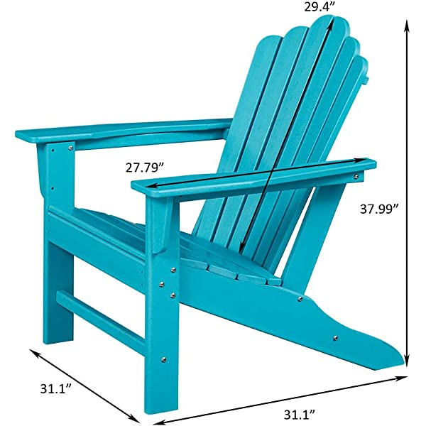 Ehomeline Classic Outdoor Adirondack Chairs with Connecting Plate Set of 3 for Garden Porch Patio Deck Backyard, Weather Resistant Accent Furniture, Blue