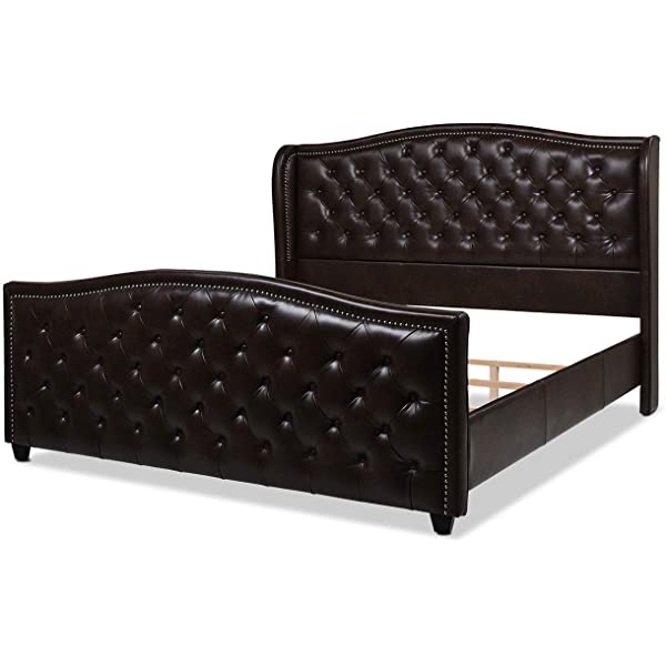 Jennifer Taylor Home Marcella Collection Queen Wingback Tufted Hand-Applied Nail Heads Upholstered Bed, Antique White Antique White Queen