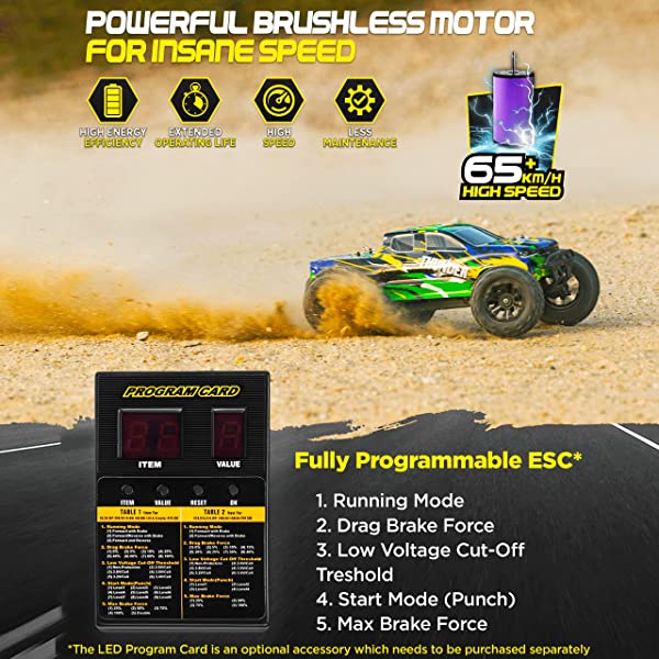 1:10 Scale Large RC Cars 50+ kmh Speed - Boys Remote Control Car 4x4 Off Road Monster Truck Electric - Hobby Grade Waterproof Toys Trucks for Kids and Adults - 2 Batteries + Connector for 40+ Min Play Black - Red 1:10 Scale 31 mph