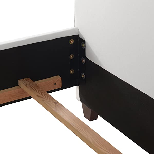 Jennifer Taylor Home Marcella Collection Queen Wingback Tufted Hand-Applied Nail Heads Upholstered Bed, Antique White Antique White Queen