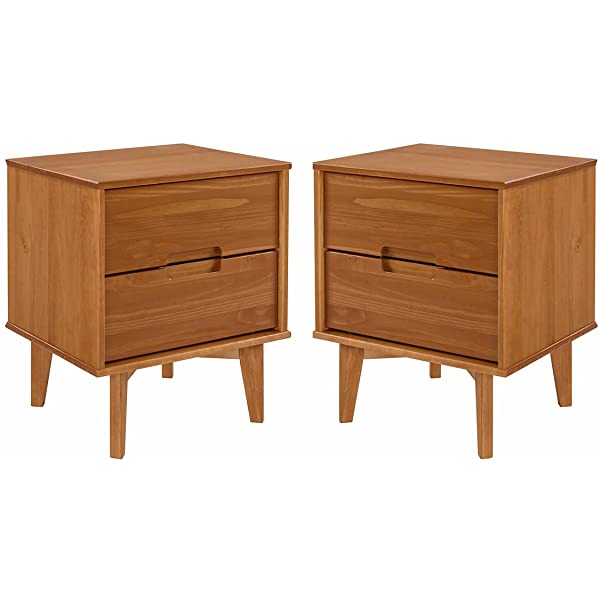 Walker Edison Mid Century Modern Grooved Handle Wood Dresser Bedroom Storage Drawer Organizer Closet Hallway, 6 Drawer, Caramel Caramel 1 pack 6 Drawer