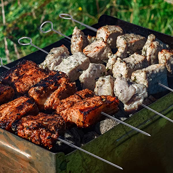 Home-Complete HC-1000 BBQ Accessories – 16PC Grill Set with Spatula, Tongs, Skewers, Case – Barbecue Tools for Father’s Day, Wedding, Anniversary, 16 Piece, Silver Steel 16-Piece