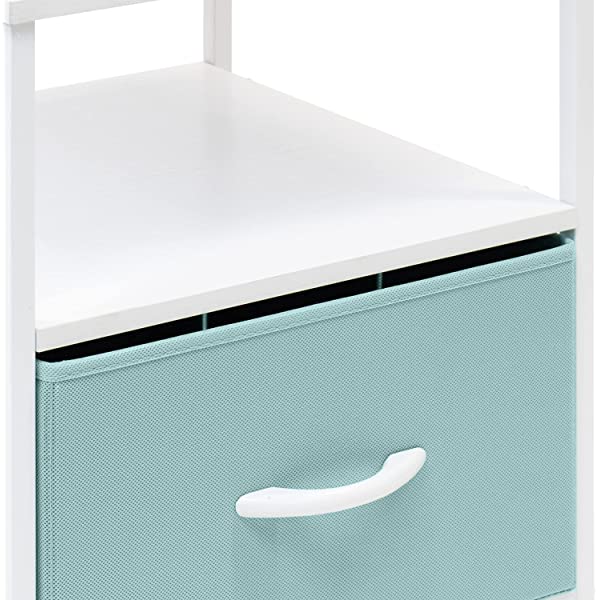 Sorbus Nightstand 1-Drawer Shelf Storage- Bedside Furniture & Accent End Table Chest for Home, Bedroom, Office, College Dorm, Steel Frame, Wood Top, Easy Pull Fabric Bins (Rustic Wood)