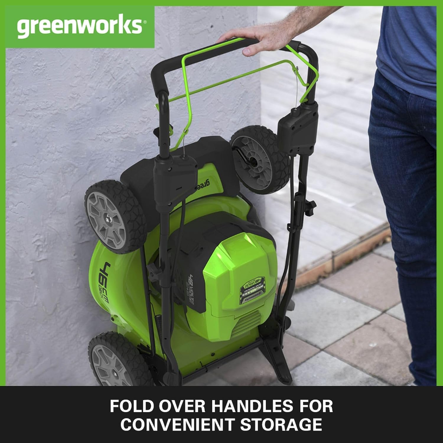 Greenworks 48V (2x24V) Self Propelled Cordless Lawnmower for Large Lawns up to 480m2, 46cm Cutting Width, 55LBag PLUS Two 4Ah Batteries and Twin Charger, 3 Year Guarantee