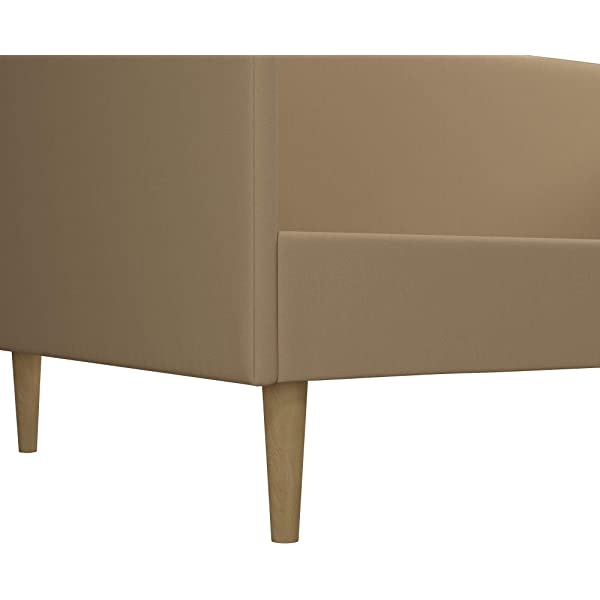 DHP Franklin Mid Century Upholstered Daybed, Sofa Bed, Twin Size Frame, Tan Linen Linen Twin Tan