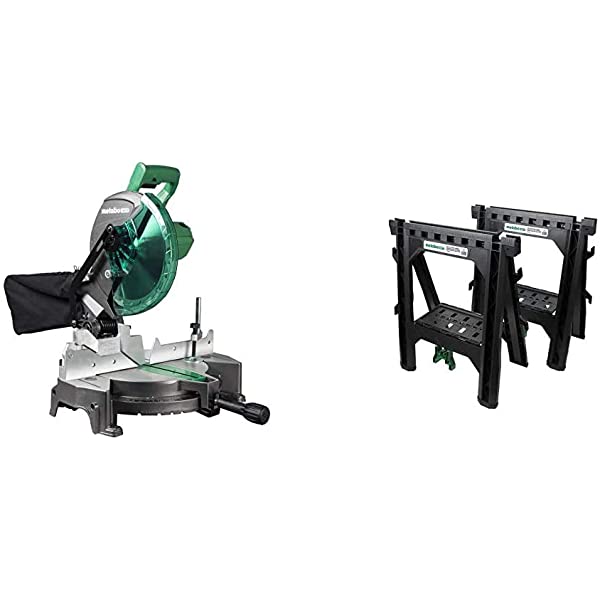 Metabo HPT 10-Inch Compound Miter Saw, Single Bevel, 15-Amp Motor, 0-52° Miter Angle Range, 0-45° Bevel Range, Large Table, 10