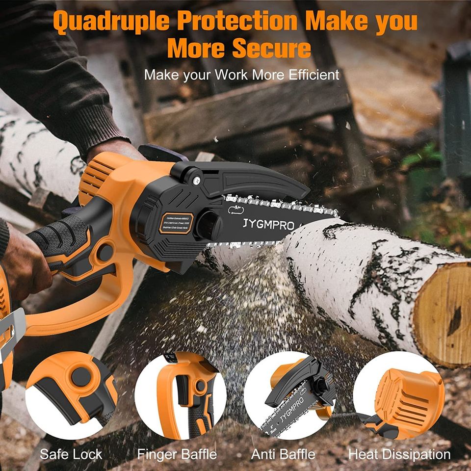 Mini 6 Pro Chainsaw , Cordless Chainsaw Brushless 2 Batteries, heavy duty. IB3