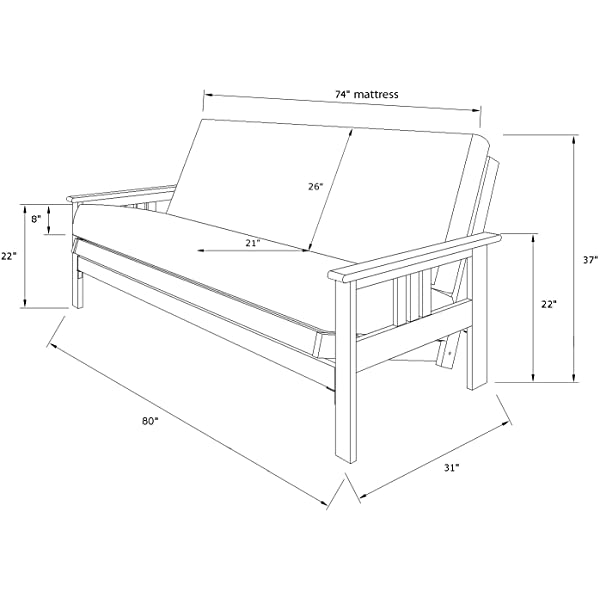 Kodiak Furniture Monterey Futon Set, No Drawers, with Barbados Base and Oregon Trail Saddle Mattress