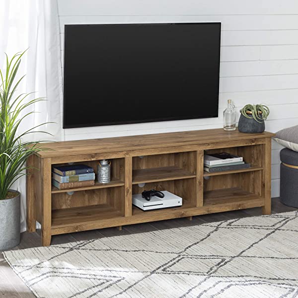 Walker Edison Wren Classic 4 Cubby TV Stand for TVs up to 65 Inches, 58 Inch, Black Black 58 InchTV Stand