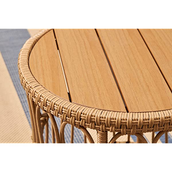 Quality Outdoor Living 65-YZ03HM Hermosa 3 Piece Chat Set, Tan Wicker + Linen Cushions 3-Piece Chat Set (Linen Cushions)