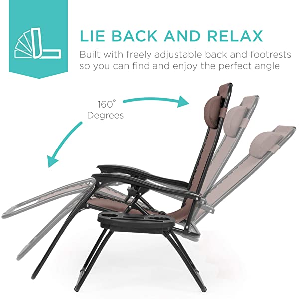 Best Choice Products Set of 2 Adjustable Steel Mesh Zero Gravity Lounge Chair Recliners w/Pillows and Cup Holder Trays - Burgundy