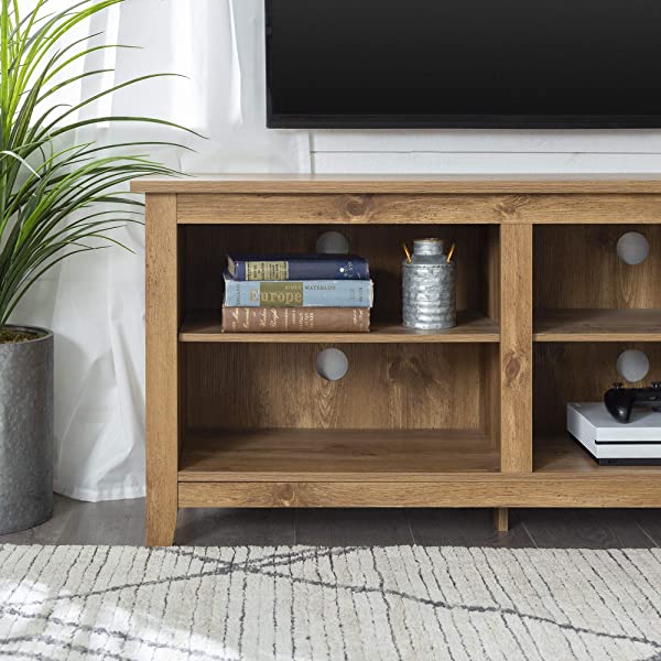 Walker Edison Wren Classic 4 Cubby TV Stand for TVs up to 65 Inches, 58 Inch, Black Black 58 InchTV Stand