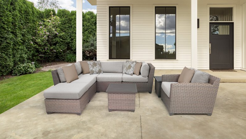Merlyn Wicker/Rattan 6 – Person Seating Group with Cushions