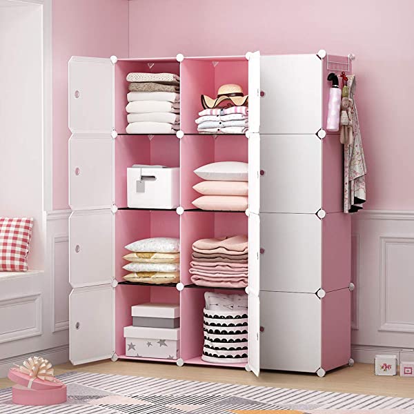 YOZO Cube Storage Organzier Portable Closet Wardrobe Bedroom Dresser (71x14x71 inches) Portable Closet Cube Shelf Armoire Pantry Cabinet, 25 Cubes, Blue 25Cubes Blue