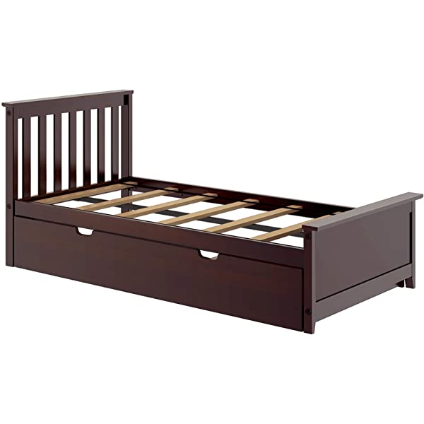 Max & Lily Twin Bed with Trundle, White White Bed with Trundle