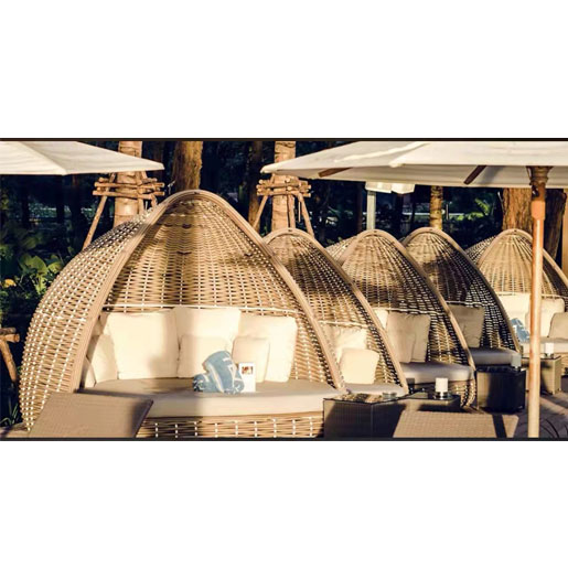 【Home&Garden】【BS】Outdoor leisure bed beach bed rattan bed sofa birdcage garden rattan chair indoor furniture rattan bed round bed recliner