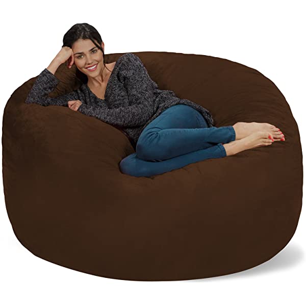 Chill Sack Bean Bag Chair: Giant 5' Memory Foam Furniture Bean Bag - Big Sofa with Soft Micro Fiber Cover - Navy Microsuede - Navy
