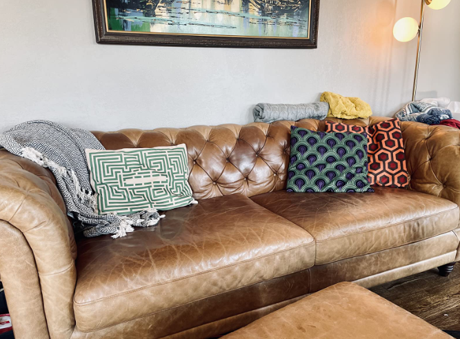 Tufted Leather Sofa, 92.9