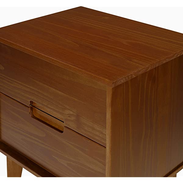 Walker Edison Mid Century Modern Grooved Handle Wood Dresser Bedroom Storage Drawer Organizer Closet Hallway, 6 Drawer, Caramel Caramel 1 pack 6 Drawer