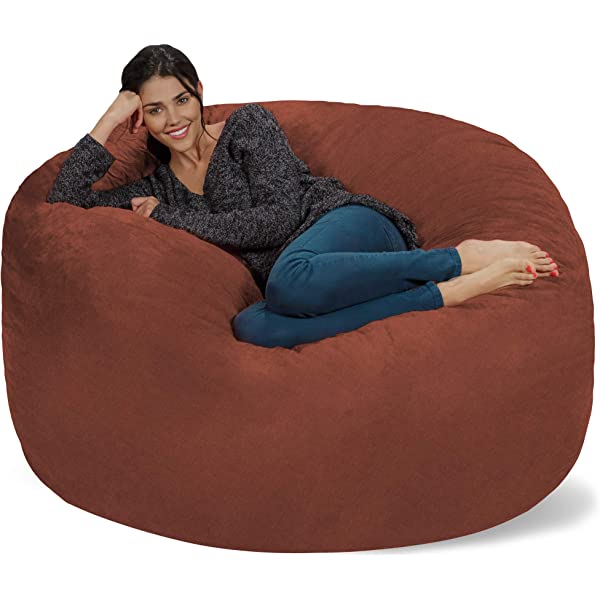 Chill Sack Bean Bag Chair: Giant 5' Memory Foam Furniture Bean Bag - Big Sofa with Soft Micro Fiber Cover - Navy Microsuede - Navy