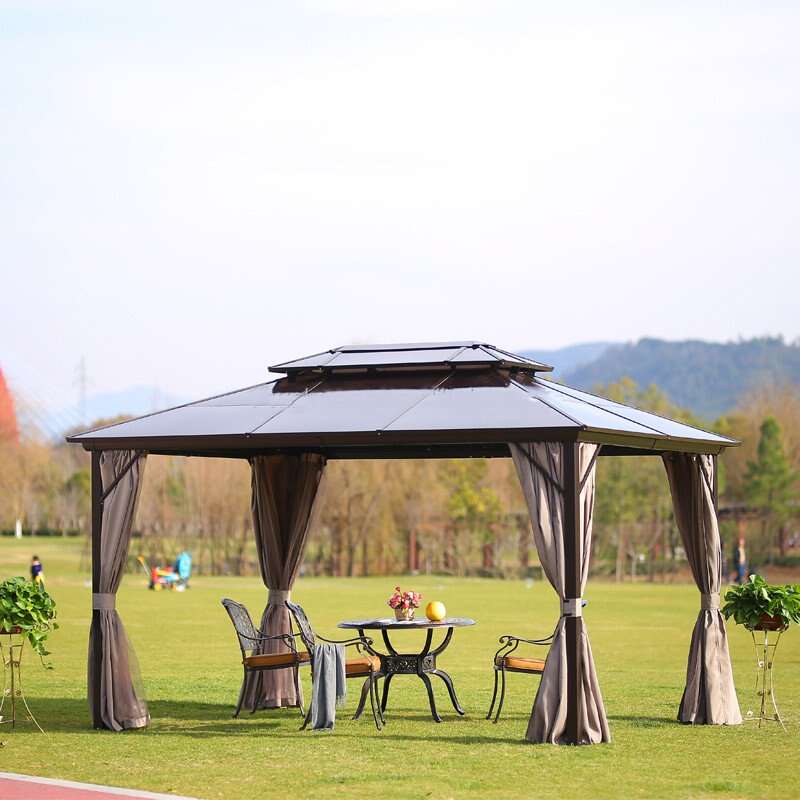 Well design outdoor garden patio BBQ gazebo pavilion with mosquitoes net