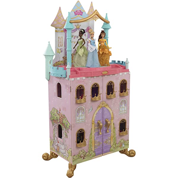Princess Dance & Dream Wooden Dollhouse, Over 4-Feet Tall with Sounds, Spinning Dance Floor and 20 Play Pieces, Gift for Ages 3+ , Pink
