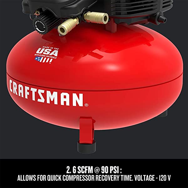 CRAFTSMAN Air Compressor, 6 Gallon, Pancake, Oil-Free with 13 Piece Accessory Kit (CMEC6150K) Air Compressor w/ Accessory Kit