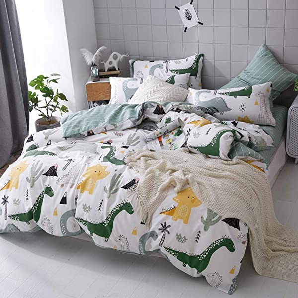 New Cartoon Animals Elephant Print Duvet Cover Sets for Kids 100% Cotton Reversible Soft 3 Pieces Kids Bedding Duvet Cover Pillowcases Kawaii Cloud Bedding Sets, Queen/Full Full/Queen (1 Duvet Cover + 2 Pillowcases) Multi A00 Elephant Bunny Balloon