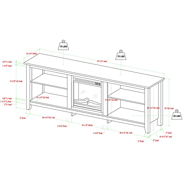 Walker Edison Wren Classic 4 Cubby TV Stand for TVs up to 65 Inches, 58 Inch, Black Black 58 InchTV Stand