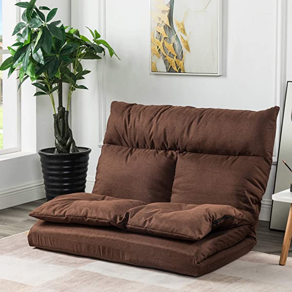 Harper&Bright Designs Folding Lazy Sofa Floor Chaise Lounge Chair Futon with Back Support, Beige