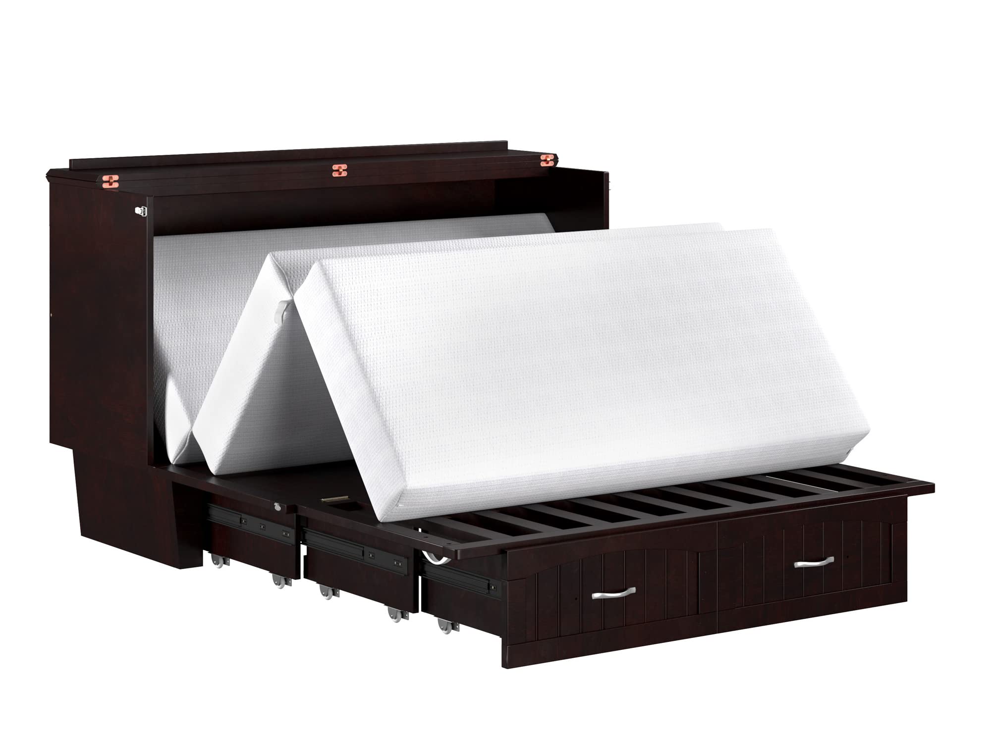 【Furniture】Atlantic Furniture Nantucket Murphy Bed Chest with Charging Station & Mattress, Queen, Espresso