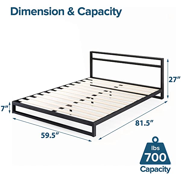 ZINUS Trisha Metal Platforma Bed Frame / Wood Slat Support / No Box Spring Needed / Easy Assembly, Full Full Standard Platform Bed Frame