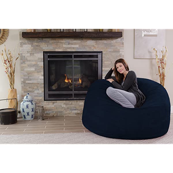 Chill Sack Bean Bag Chair: Giant 5' Memory Foam Furniture Bean Bag - Big Sofa with Soft Micro Fiber Cover - Navy Microsuede - Navy