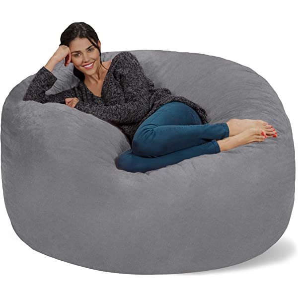 Chill Sack Bean Bag Chair: Giant 5' Memory Foam Furniture Bean Bag - Big Sofa with Soft Micro Fiber Cover - Navy Microsuede - Navy