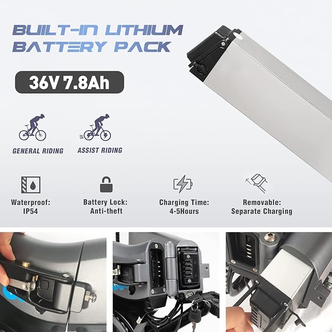 HITWAY Electric Bike 250W Foldable Pedal Assist E Bike with 7.8Ah Battery without accelerator, 16inch for Teenager and Adults