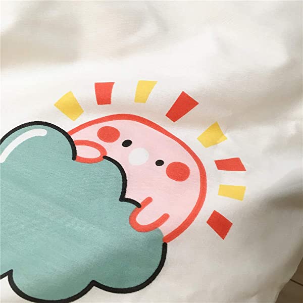 New Cartoon Animals Elephant Print Duvet Cover Sets for Kids 100% Cotton Reversible Soft 3 Pieces Kids Bedding Duvet Cover Pillowcases Kawaii Cloud Bedding Sets, Queen/Full Full/Queen (1 Duvet Cover + 2 Pillowcases) Multi A00 Elephant Bunny Balloon