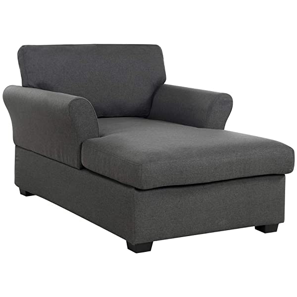 Casa Andrea Milano llc Classic and Traditional Ultra Comfortable Linen Living Room Fabric Chaise Couch Chair, Lounge, Grey