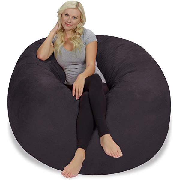 Chill Sack Bean Bag Chair: Giant 5' Memory Foam Furniture Bean Bag - Big Sofa with Soft Micro Fiber Cover - Navy Microsuede - Navy