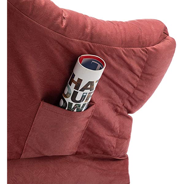 AbocoFur Modern Large Cotton Fabric Lazy Chair，Accent Contemporary Lounge Chair, Single Steel Frame Leisure Sofa Chair with Armrests and A Side Pocket, Beige