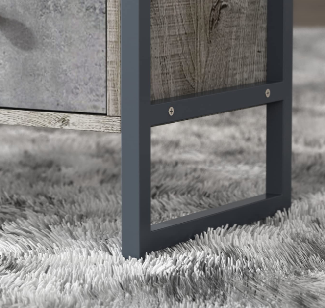 DiDuGo Wood 4 Drawer Dresser Grey Dresser with Metal Frame, Drawer Chest for Bedroom Chest of Drawers (25.2”L x 11.8”W x 29.5”H)