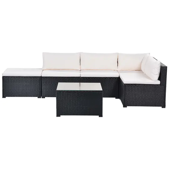 【Furniture】6 Piece PE Weave Rattan Outdoor Furniture Set Patio Garden Sectional Sofa