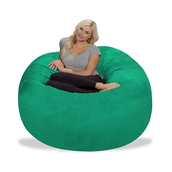 Chill Sack Bean Bag Chair: Giant 5' Memory Foam Furniture Bean Bag - Big Sofa with Soft Micro Fiber Cover - Navy Microsuede - Navy