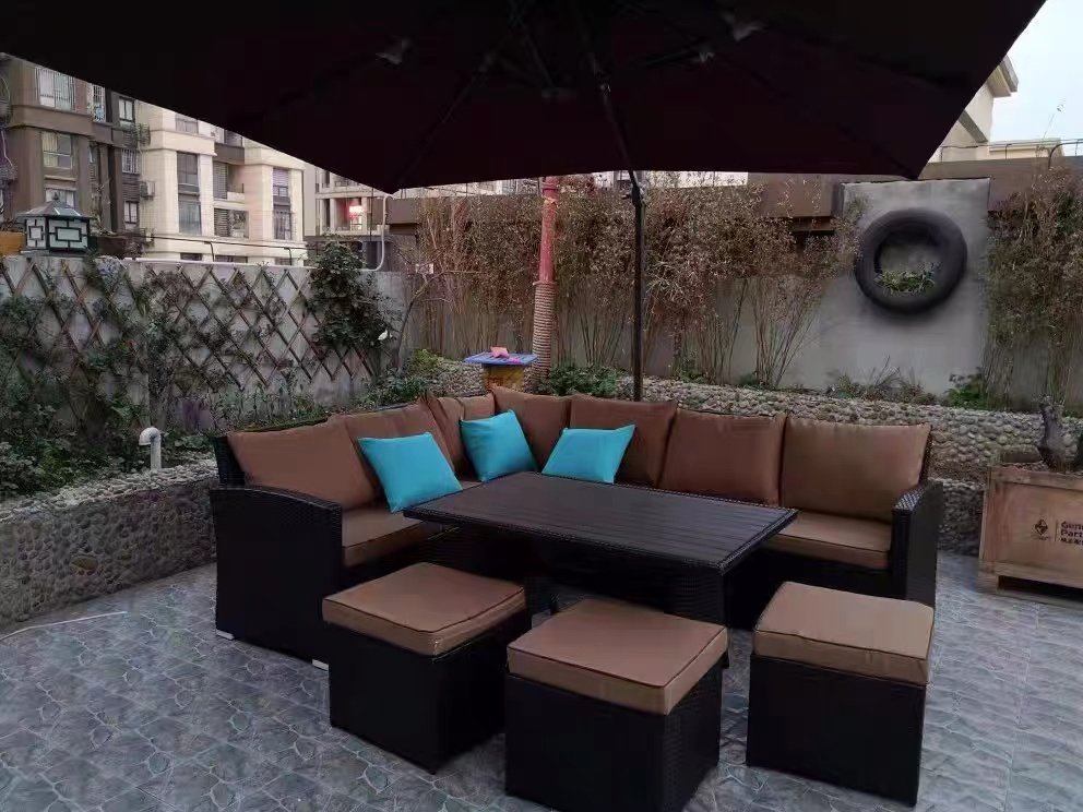 Outdoor patio furniture rattan 8 seat set