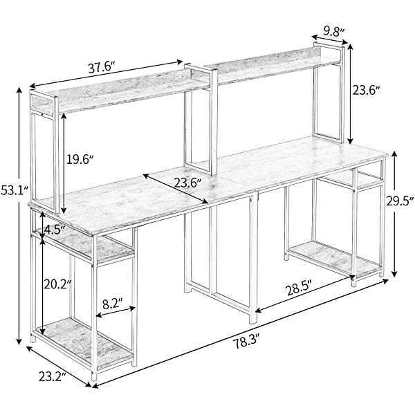 Computer Desk Home Office, Home Office Double Workstation Desk, Two Person Computer Desk with Storage, Spacious Tabletop, Multifunction Writing Desk with Shelf