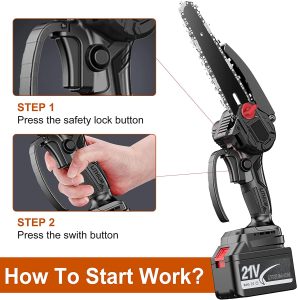 Mini chainsaw battery powered, 6 inch (approximately 15.2 cm) electric cordless chainsaw