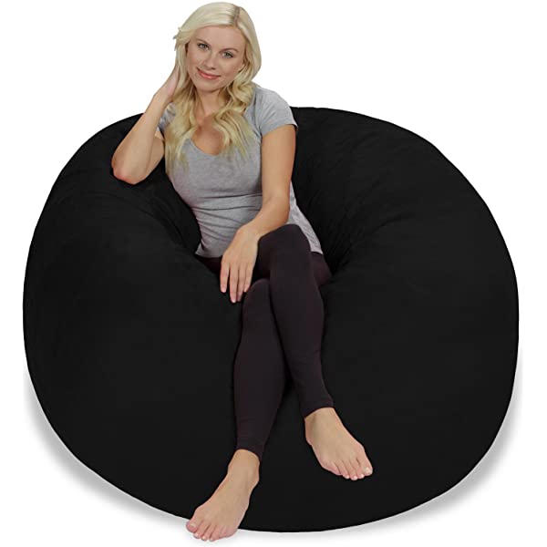 Chill Sack Bean Bag Chair: Giant 5' Memory Foam Furniture Bean Bag - Big Sofa with Soft Micro Fiber Cover - Navy Microsuede - Navy