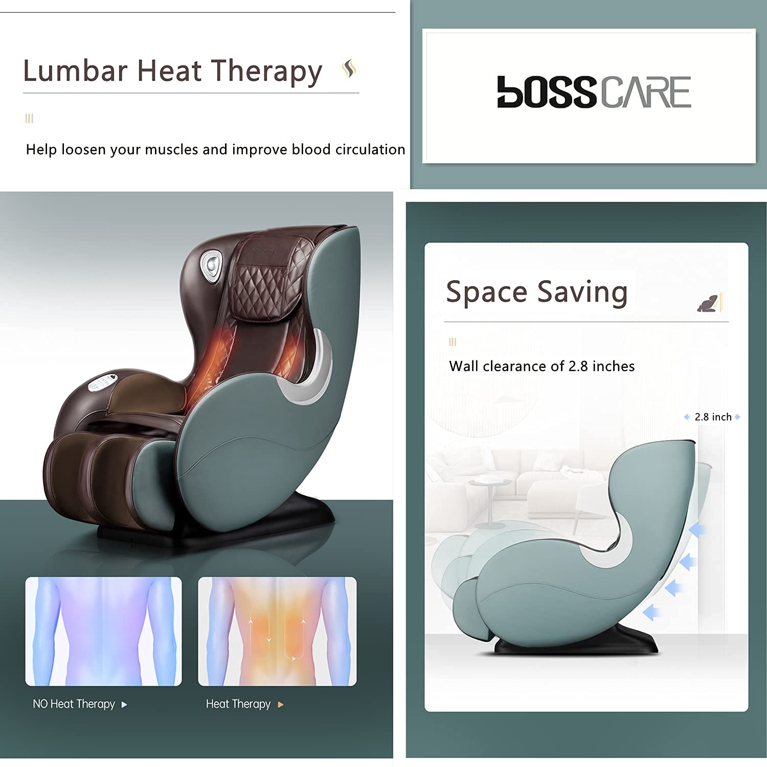 【Furniture】Small Massage Chairs SL Track Full Body Massage Recliner, Shiatsu Recliner, Zero Gravity