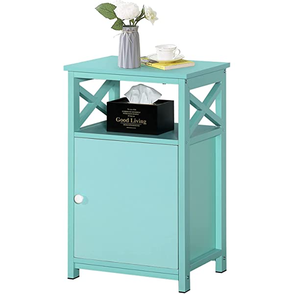 VECELO Modern Versatile Nightstands X-Design Side End Table Night Stand Storage Shelf with Bin Drawer for Living Room Bedroom, Brown+Black Brown+black Modern